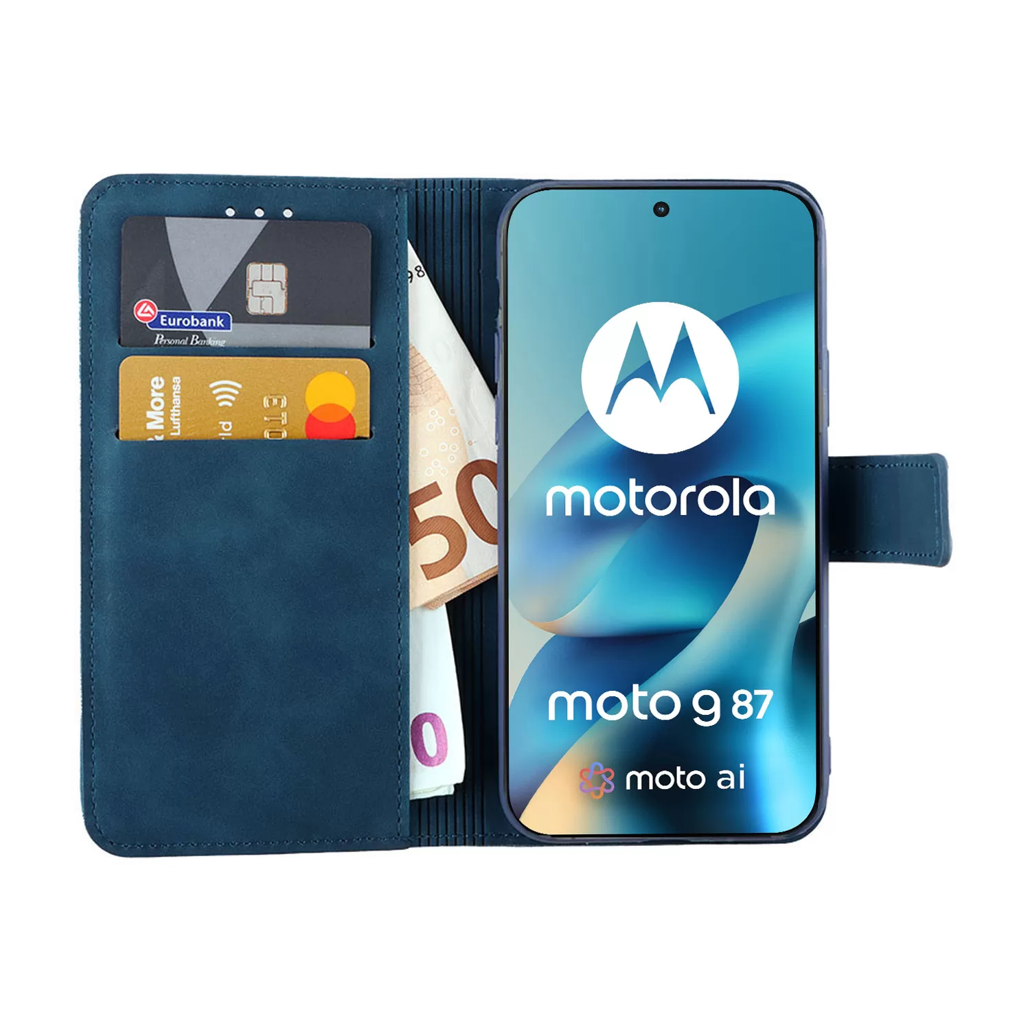 LIME ESSENTIAL ΘΗΚΗ MOTOROLA MOTO G87 5G XT2621-6 6.78in MAGNET BOOK STAND CLIP DARK BLUE - Image 2