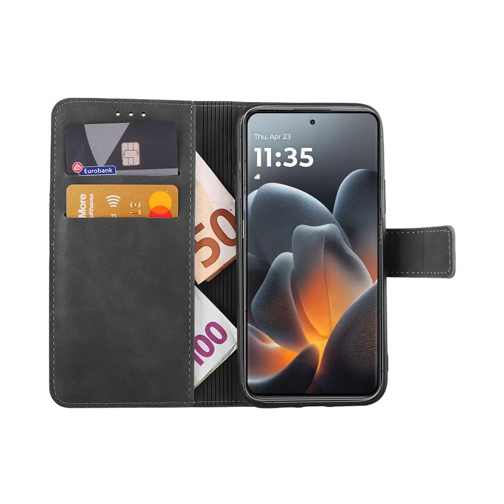 LIME ESSENTIAL ΘΗΚΗ MOTOROLA SIGNATURE 5G 6.8in MAGNET BOOK STAND CLIP GREY - Image 2