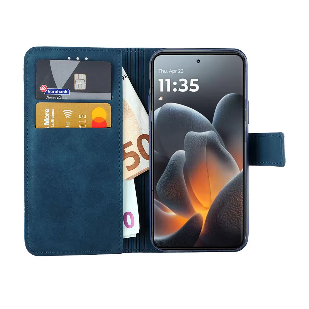 LIME ESSENTIAL ΘΗΚΗ MOTOROLA SIGNATURE 5G 6.8in MAGNET BOOK STAND CLIP DARK BLUE - Image 2