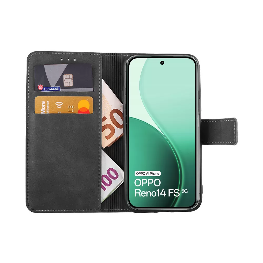 LIME ESSENTIAL ΘΗΚΗ OPPO RENO14 FS 5G 6.57in MAGNET BOOK STAND CLIP GREY - Image 2