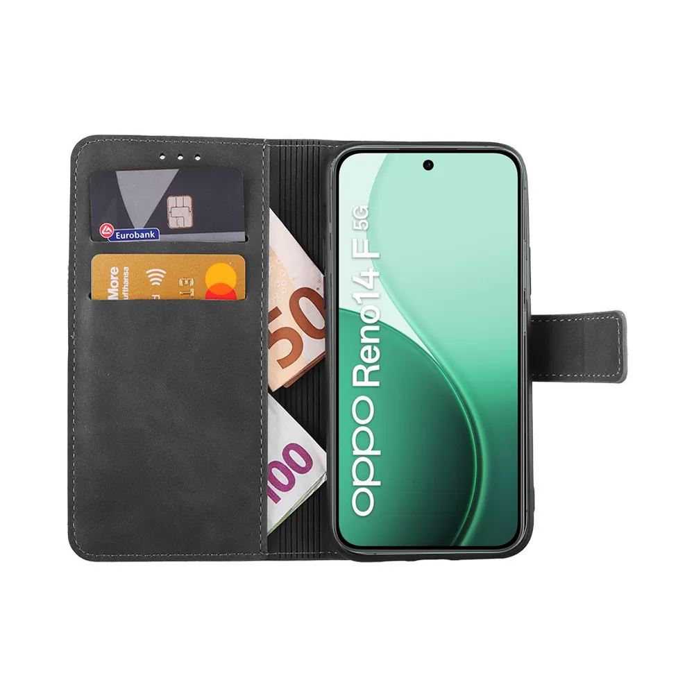 LIME ESSENTIAL ΘΗΚΗ OPPO RENO14 F 5G 6.57in MAGNET BOOK STAND CLIP GREY - Image 2