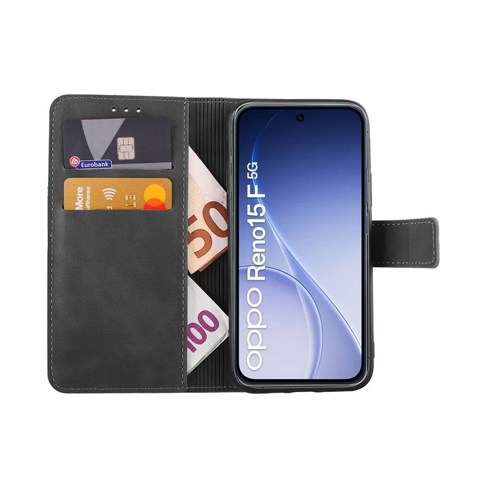 LIME ESSENTIAL ΘΗΚΗ OPPO RENO15 F/ RENO15 FS 5G 6.57in MAGNET BOOK STAND CLIP GREY - Image 2