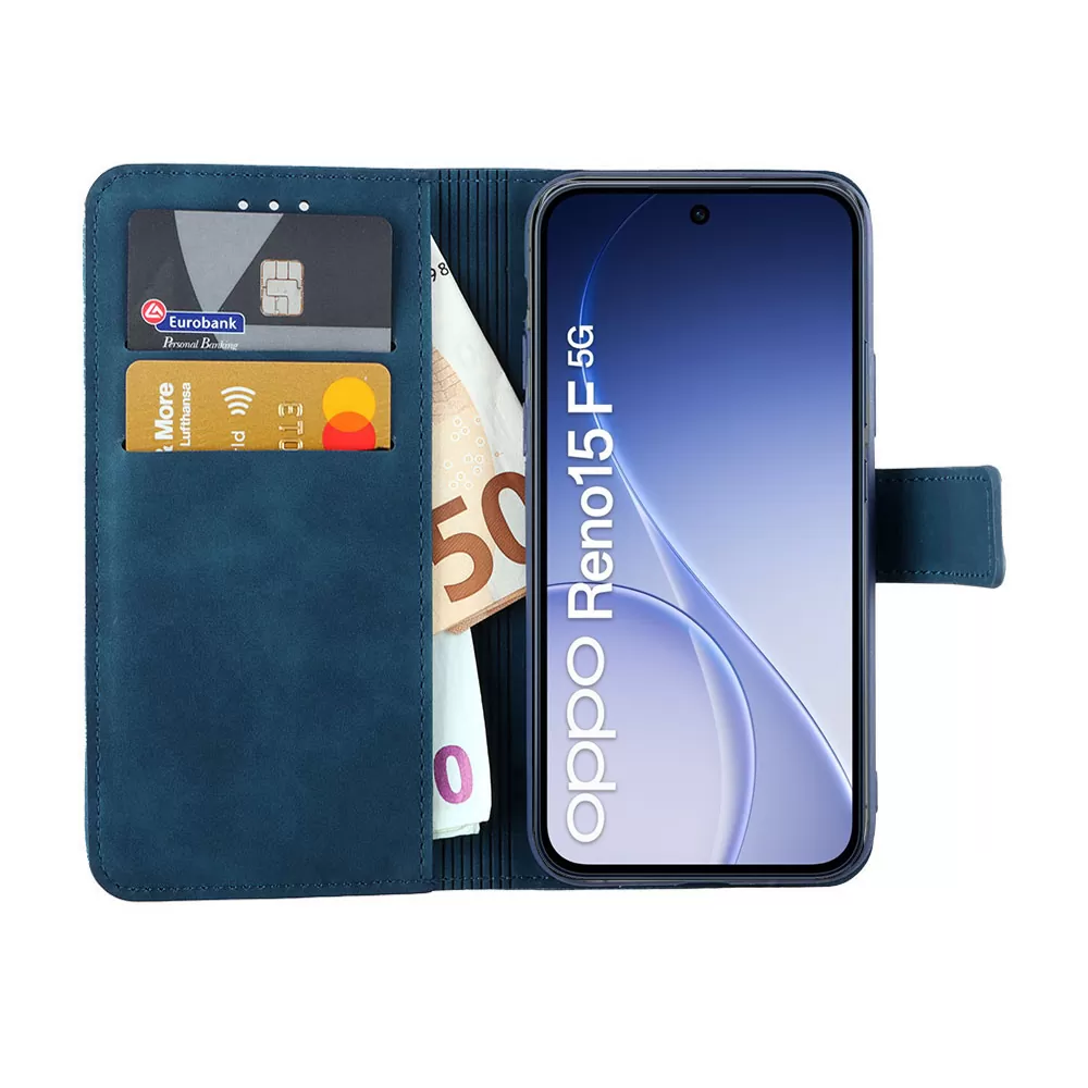 LIME ESSENTIAL ΘΗΚΗ OPPO RENO15 F/ RENO15 FS 5G 6.57in MAGNET BOOK STAND CLIP DARK BLUE - Image 2