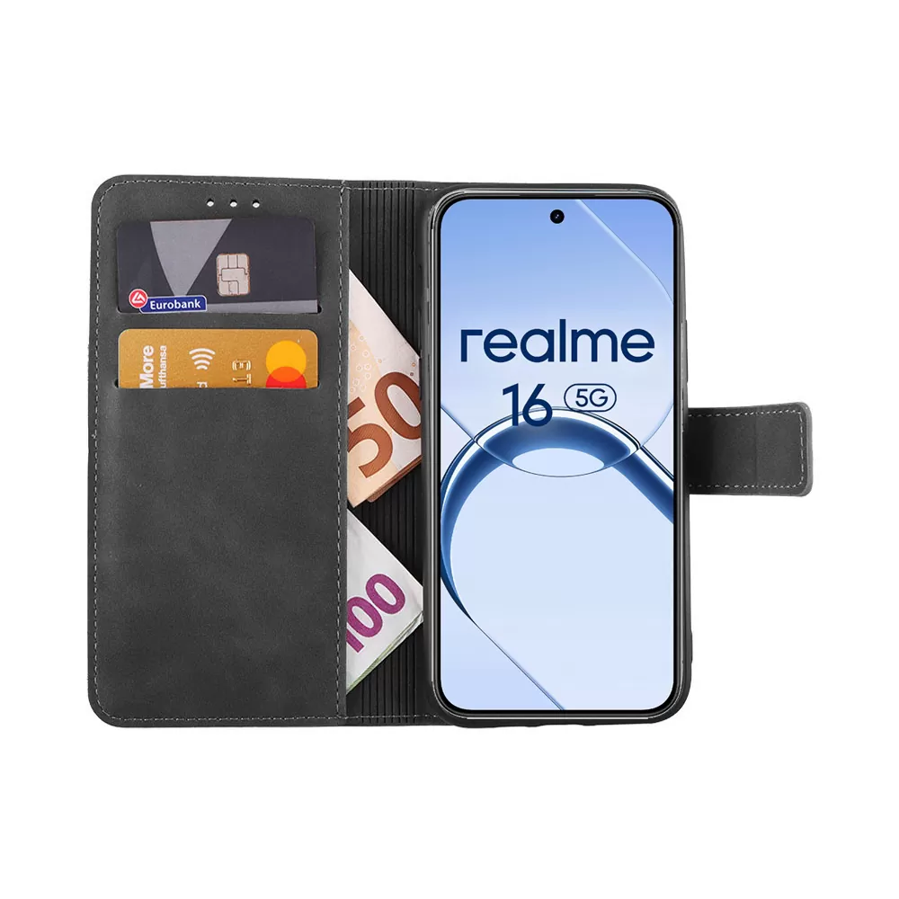 LIME ESSENTIAL ΘΗΚΗ REALME 16 5G 6.57in  MAGNET BOOK STAND CLIP GREY - Image 2