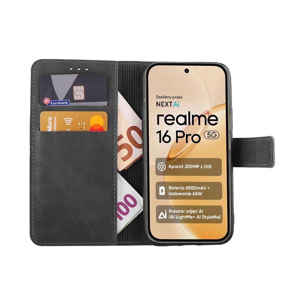 LIME ESSENTIAL ΘΗΚΗ REALME 16 PRO 5G 6.78in MAGNET BOOK STAND CLIP GREY - Image 2