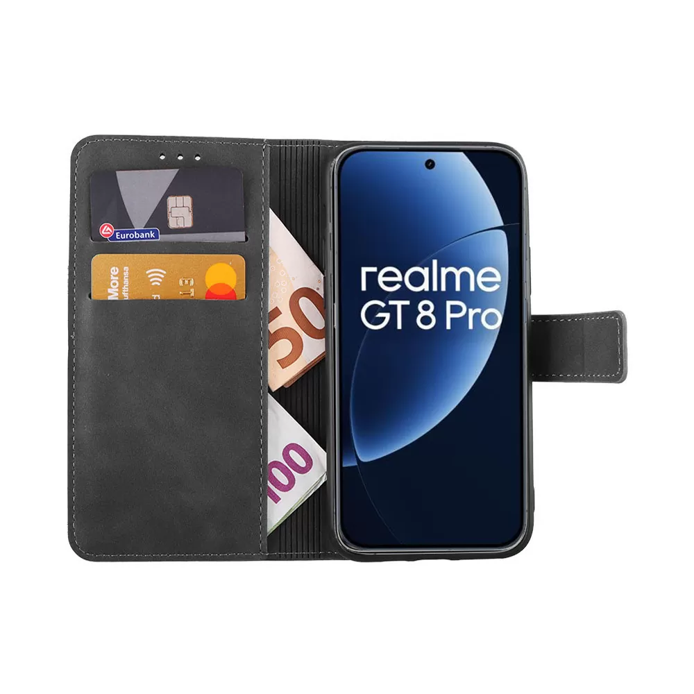 LIME ESSENTIAL ΘΗΚΗ REALME GT 8 PRO 5G 6.79in MAGNET BOOK STAND CLIP GREY - Image 2