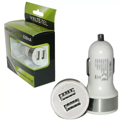 VOLTE-TEL USB DUAL ΦΟΡΤΙΣΤΗΣ ΑΥΤΟΚΙΝΗΤΟΥ VCU35 3500mA 17.5W WHITE