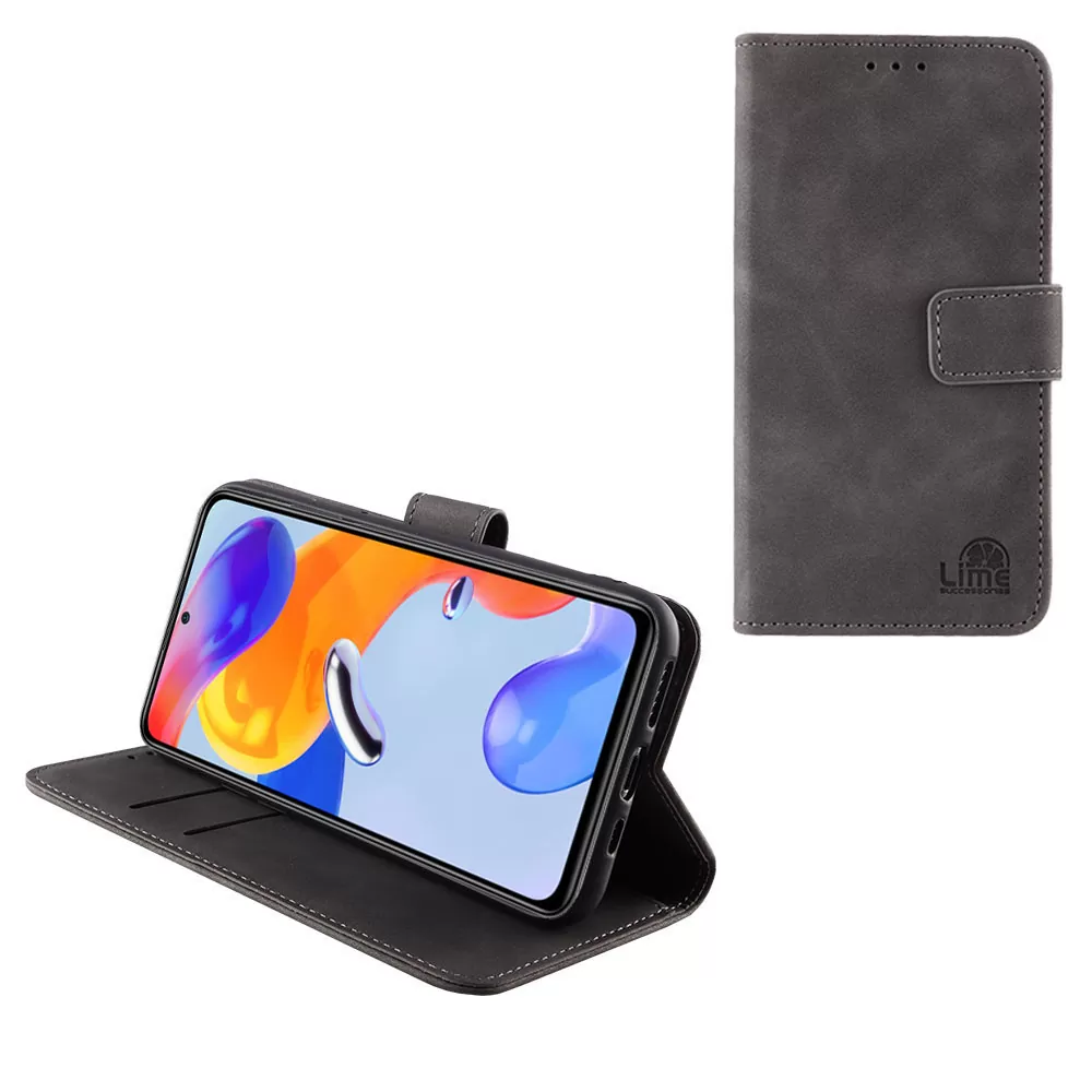 LIME ESSENTIAL ΘΗΚΗ XIAOMI REDMI NOTE 11/REDMI NOTE 11S 6.43in  MAGNET BOOK STAND CLIP GREY