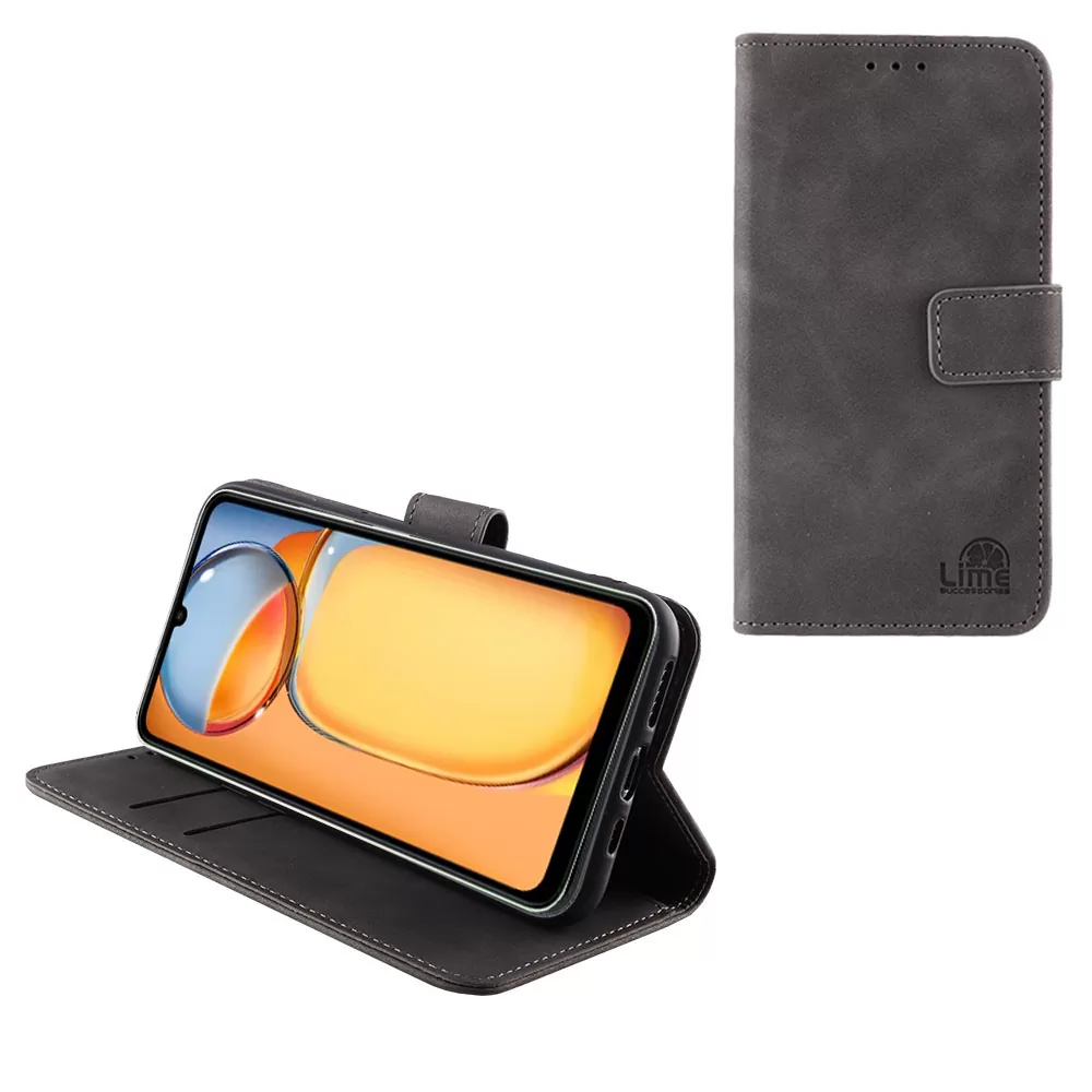 LIME ESSENTIAL ΘΗΚΗ XIAOMI REDMI 13C 4G/5G 6.74in  MAGNET BOOK STAND CLIP GREY
