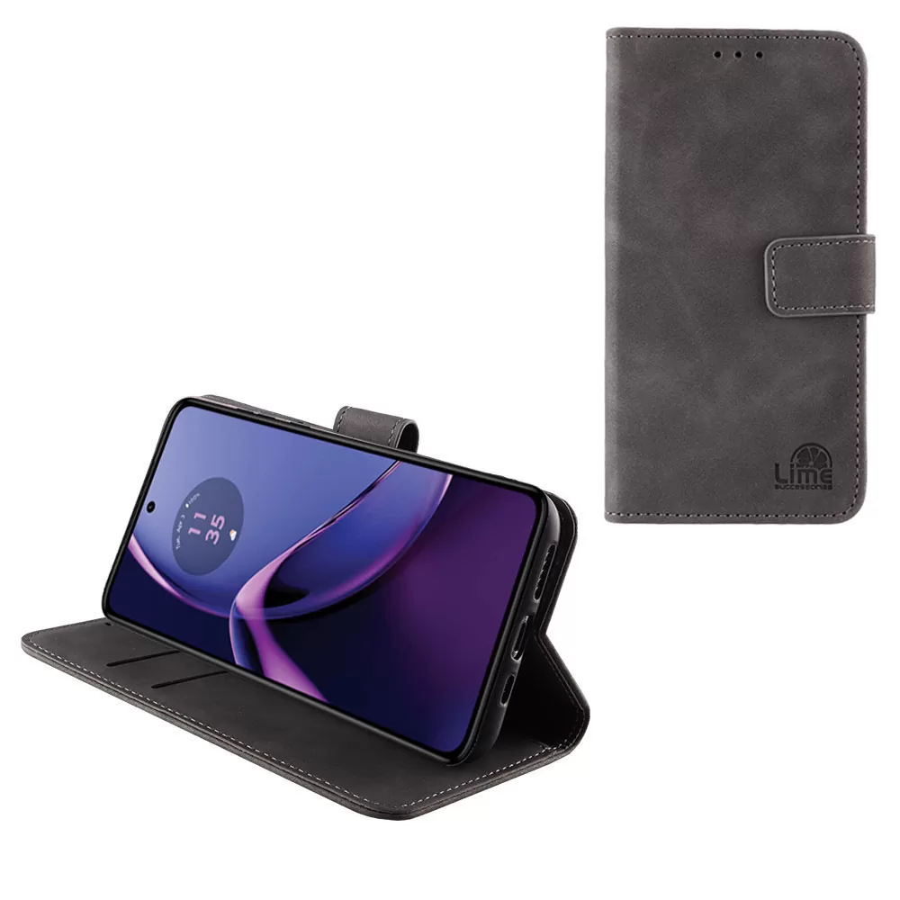 LIME ESSENTIAL ΘΗΚΗ MOTOROLA MOTO G84 5G 6.5in  MAGNET BOOK STAND CLIP GREY