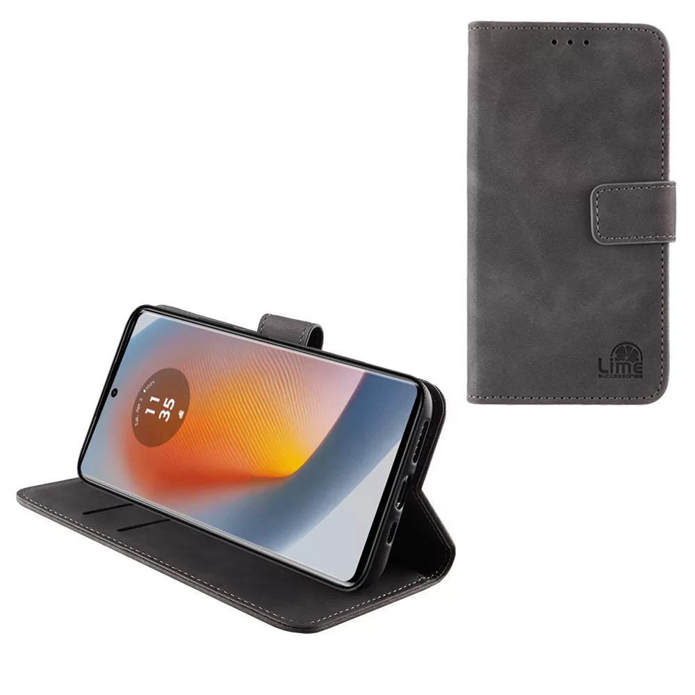 LIME ESSENTIAL ΘΗΚΗ MOTOROLA MOTO EDGE 50 FUSION 5G XT2429-2 6.7in  MAGNET BOOK STAND CLIP GREY
