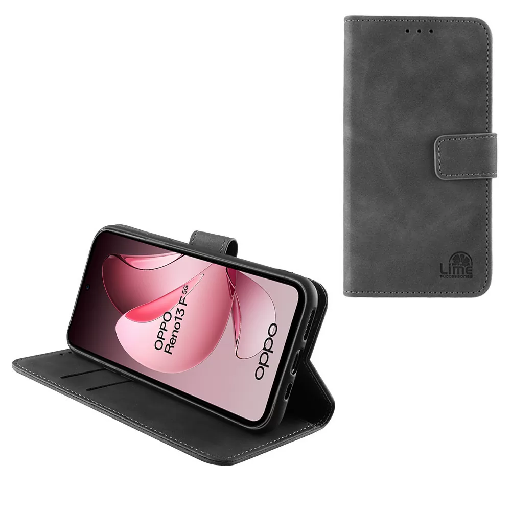 LIME ESSENTIAL ΘΗΚΗ OPPO RENO13 F/ RENO13 FS 5G 6.67in  MAGNET BOOK STAND CLIP GREY