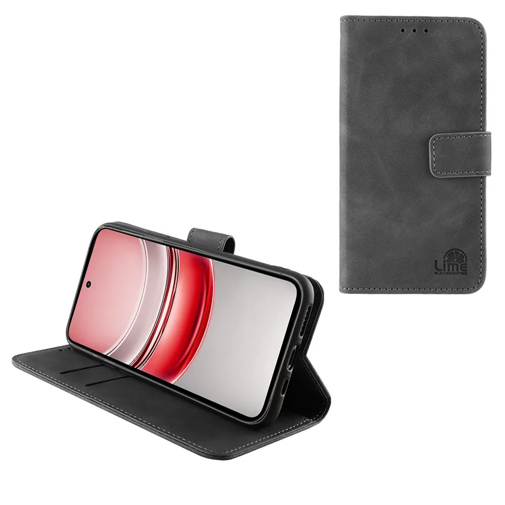 LIME ESSENTIAL ΘΗΚΗ REALME 14X 6.67in  MAGNET BOOK STAND CLIP GREY
