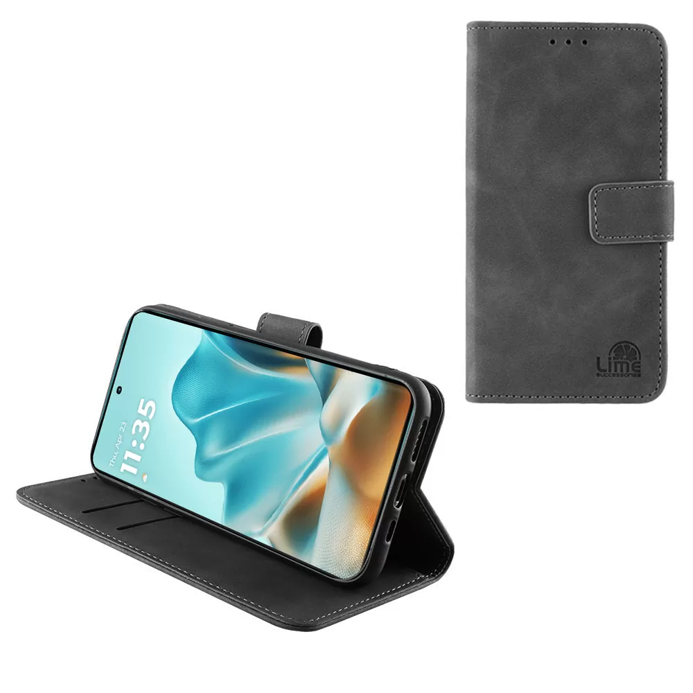 LIME ESSENTIAL ΘΗΚΗ MOTOROLA EDGE 60 FUSION 5G 6.67in  MAGNET BOOK STAND CLIP GREY