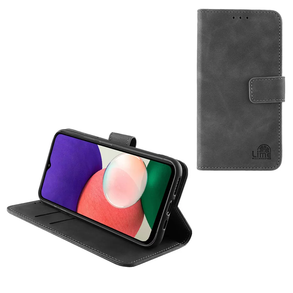 LIME ESSENTIAL ΘΗΚΗ SAMSUNG A22 5G A226 6.7in  MAGNET BOOK STAND CLIP GREY