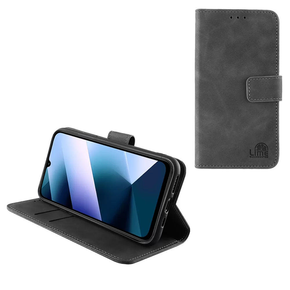 LIME ESSENTIAL ΘΗΚΗ XIAOMI POCO C85 4G/ REDMI 15C 4G 6.9in  MAGNET BOOK STAND CLIP GREY
