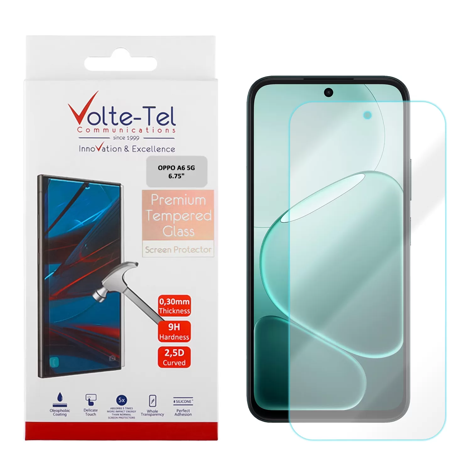 VOLTE-TEL TEMPERED GLASS OPPO A6 5G 6.75in 9H 0.30mm 2.5D FULL GLUE