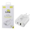 LIME TYPE C GAN PD 3.0 DUAL SUPER FAST TRAVEL LTC75W 4.0A PD 54W + USB QC 3.0 21W TOTAL 75W WHITE