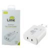 LIME TYPE C PD 3.0 DUAL SUPER FAST TRAVEL LTC61W 4.0A 36W +TYPE C 25W TOTAL 61W WHITE