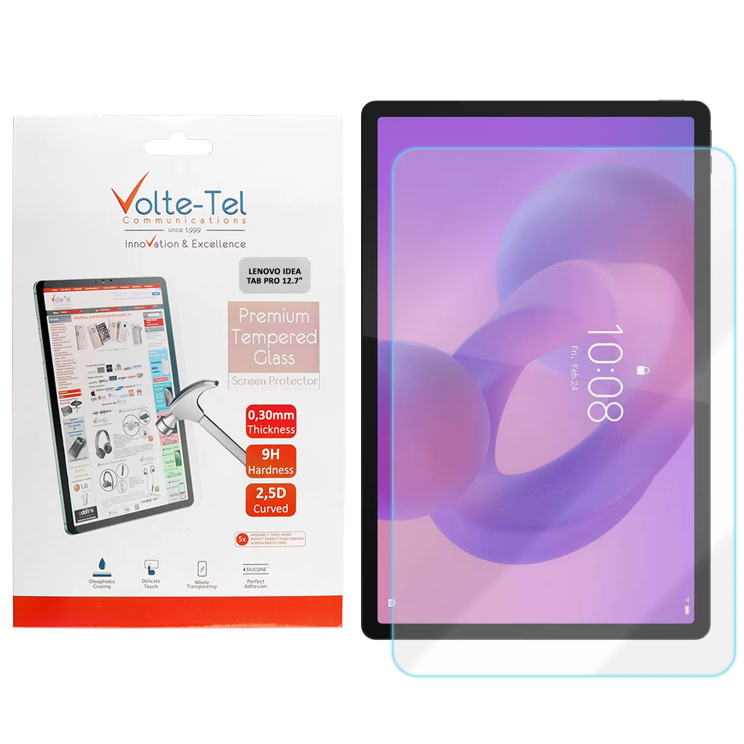 VOLTE-TEL TEMPERED GLASS LENOVO IDEA TAB PRO 12.7in 9H 0.30mm 2.5D FULL GLUE