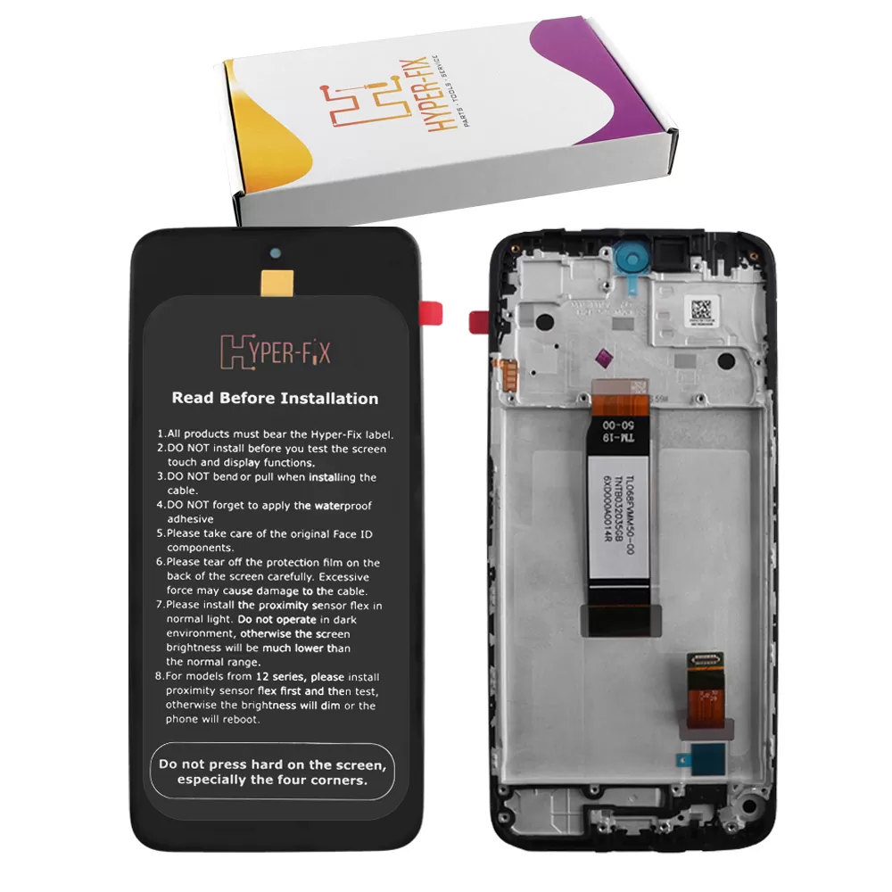XIAOMI REDMI 12 4G/5G/POCO M6 PRO 5G ΟΘΟΝΗ IPS + TOUCH SCREEN + LENS + FRAME HF-560002M19A00 BLACK HYPER-FIX SERVICE PACK