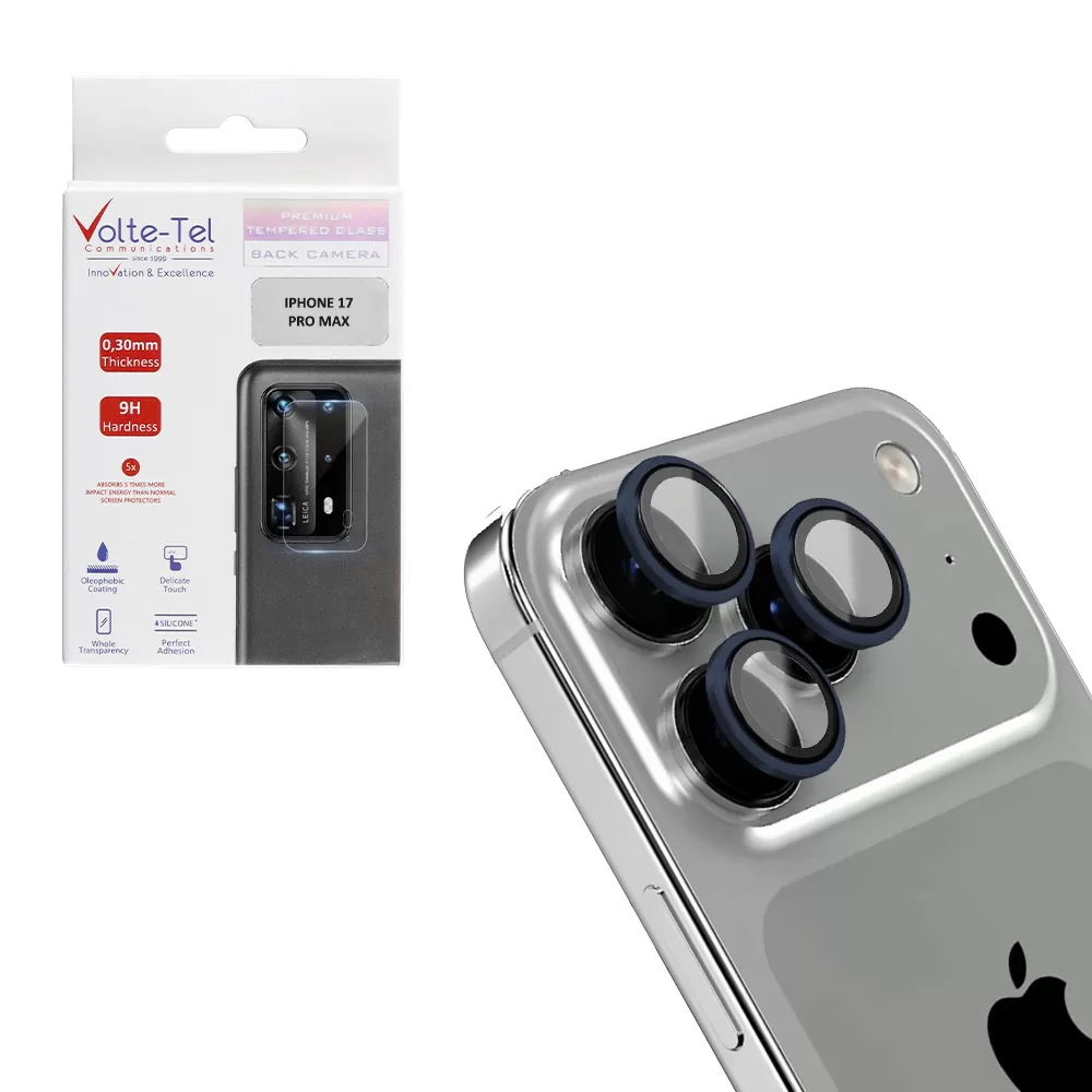 VOLTE-TEL CAMERA GLASS COVER IPHONE 17 PRO MAX 6.9in 9H 0.33MM AR PREMIUM EASY APPLICATION TITANIUM BLUE