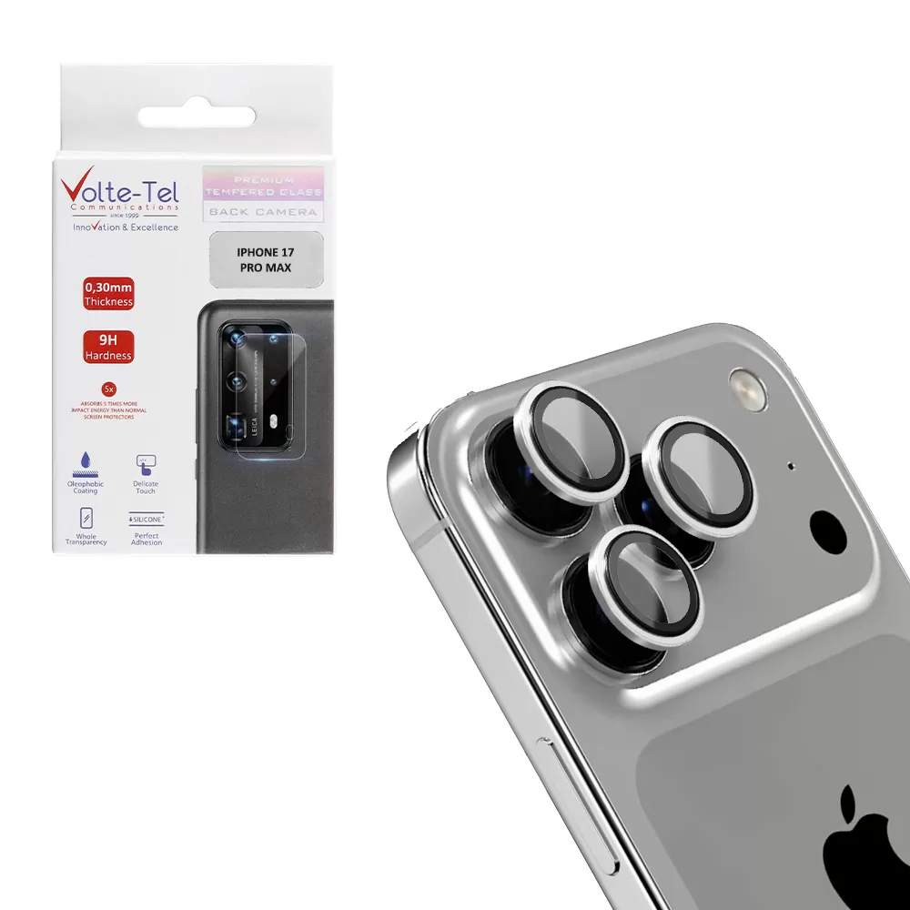 VOLTE-TEL CAMERA GLASS COVER IPHONE 17 PRO MAX 6.9in 9H 0.33MM AR PREMIUM EASY APPLICATION TITANIUM SILVER