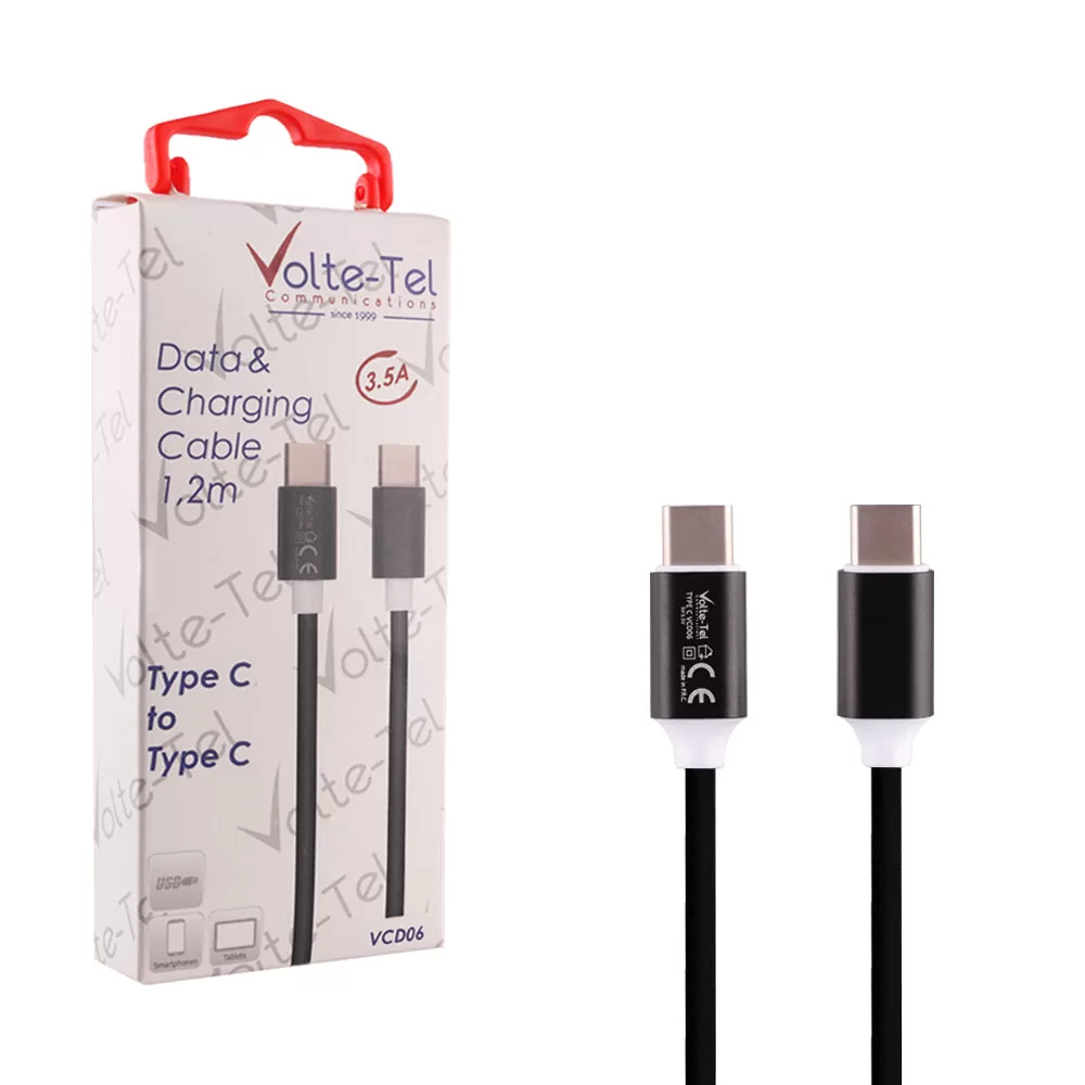 VOLTE-TEL USB-C TYPE C->TYPE C ALUMINIUM 3.5A ΦΟΡΤΙΣΗΣ-DATA 1.2m VCD06 BLACK