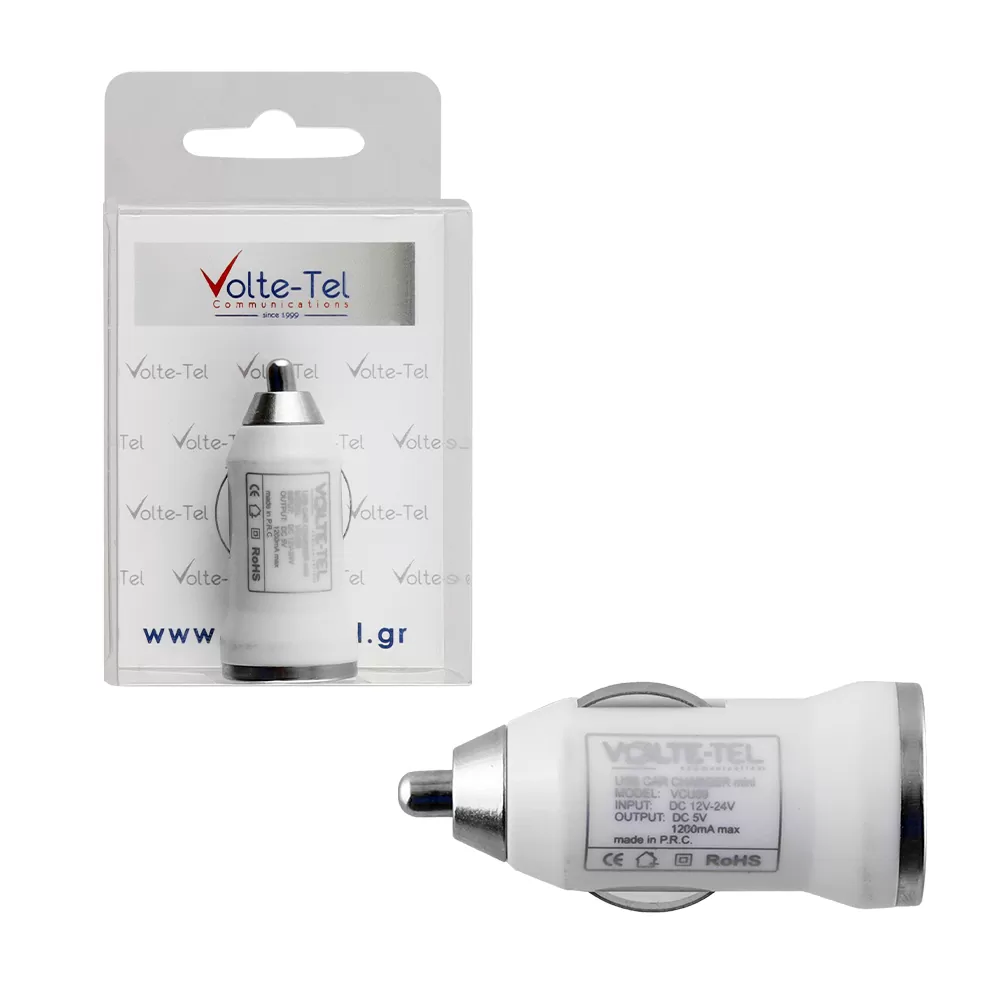 VOLTE-TEL USB ΦΟΡΤΙΣΤΗΣ ΑΥΤΟΚΙΝΗΤΟΥ mini VCU09 1200mA 6W WHITE