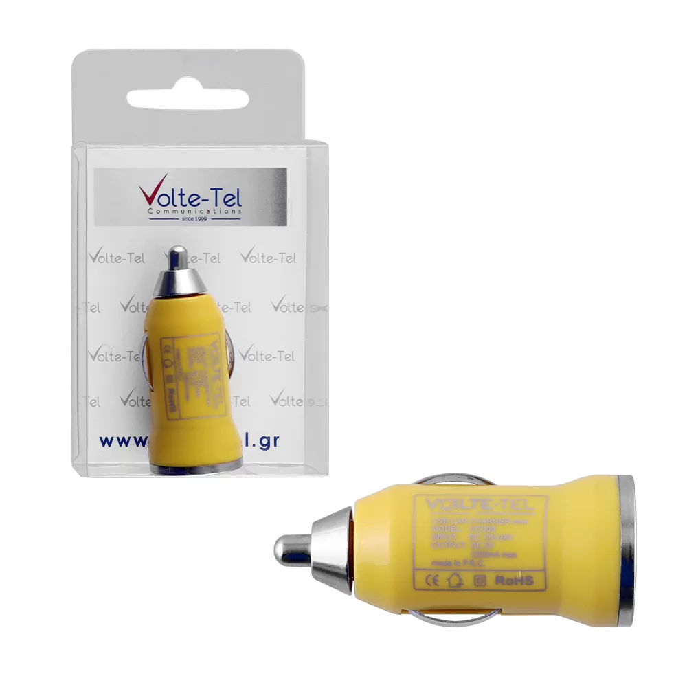 VOLTE-TEL USB ΦΟΡΤΙΣΤΗΣ ΑΥΤΟΚΙΝΗΤΟΥ mini VCU09 1200mA 6W YELLOW