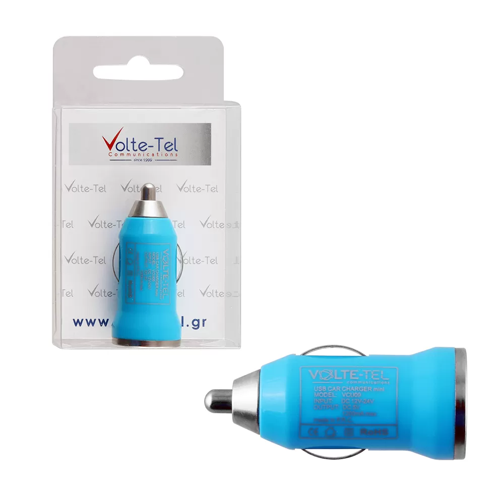 VOLTE-TEL USB ΦΟΡΤΙΣΤΗΣ ΑΥΤΟΚΙΝΗΤΟΥ mini VCU09 1200mA 6W BLUE
