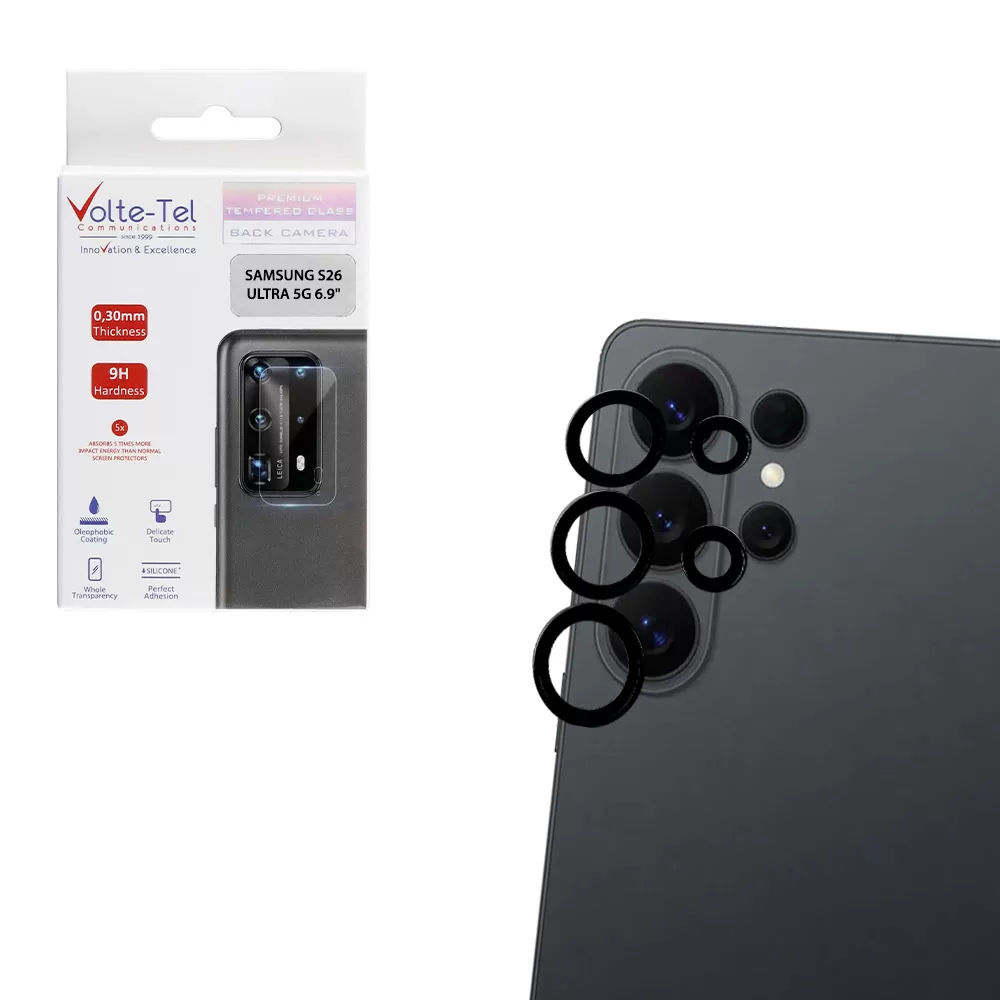 VOLTE-TEL CAMERA GLASS COVER SAMSUNG S26 ULTRA 5G 6.9in 9H 0.30MM PREMIUM EASY APPLICATION TITANIUM BLACK