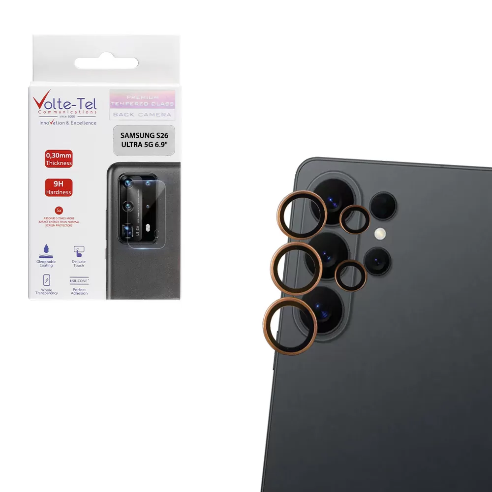 VOLTE-TEL CAMERA GLASS COVER SAMSUNG S26 ULTRA 5G 6.9in 9H 0.30MM PREMIUM EASY APPLICATION TITANIUM GOLD