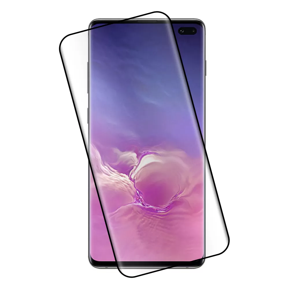 IDOL 1991 GLAMOUR TEMPERED GLASS SAMSUNG S10 PLUS G975 6.4in 9H 0.30mm FULL COVER 3D EDGE FINGER UNLOCK BLACK
