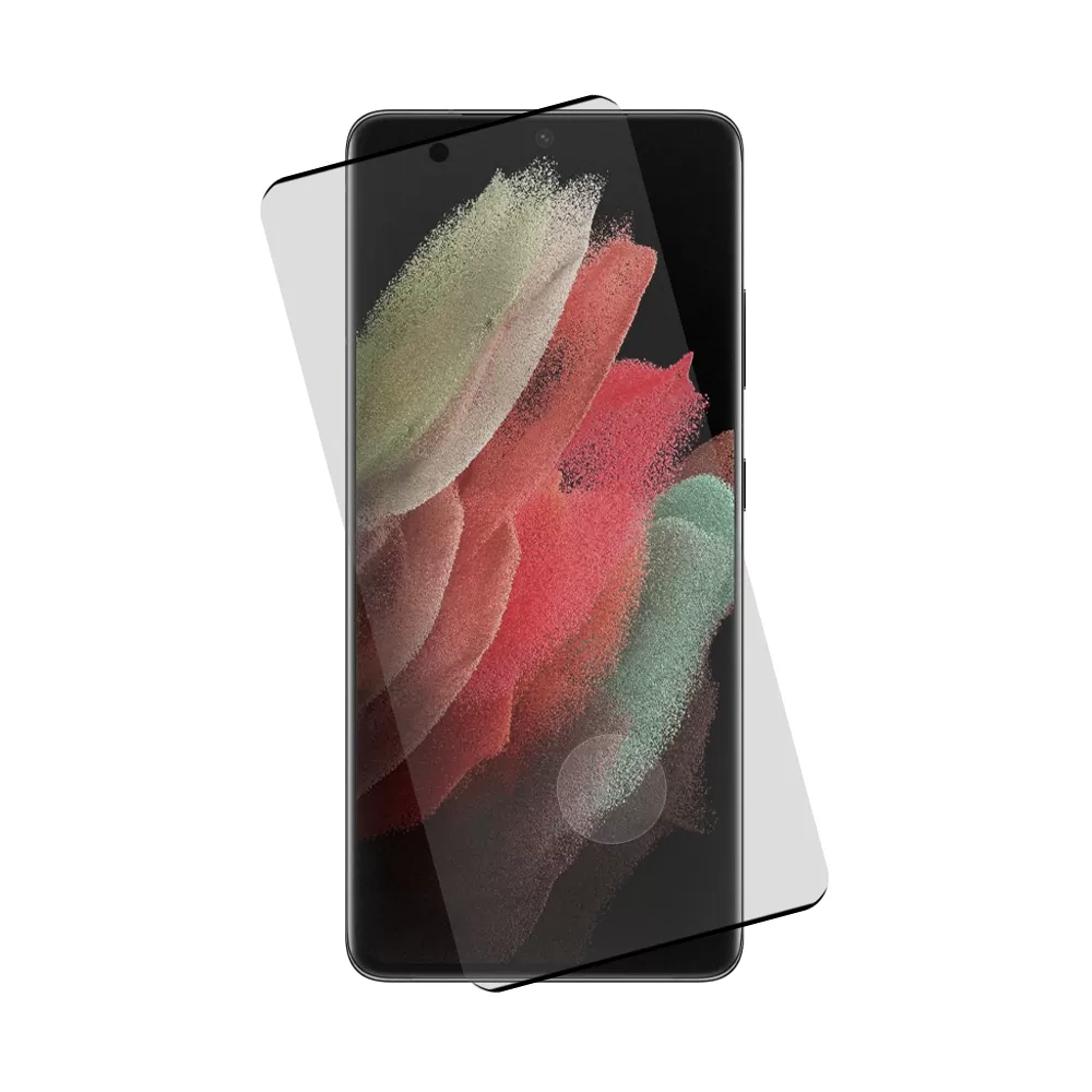 IDOL 1991 TEMPERED GLASS SAMSUNG S21 ULTRA 5G G998 6.8in 9H 0.25mm 3D EDGE GLUE SEMI CURVED FINGER UNLOCK BLACK