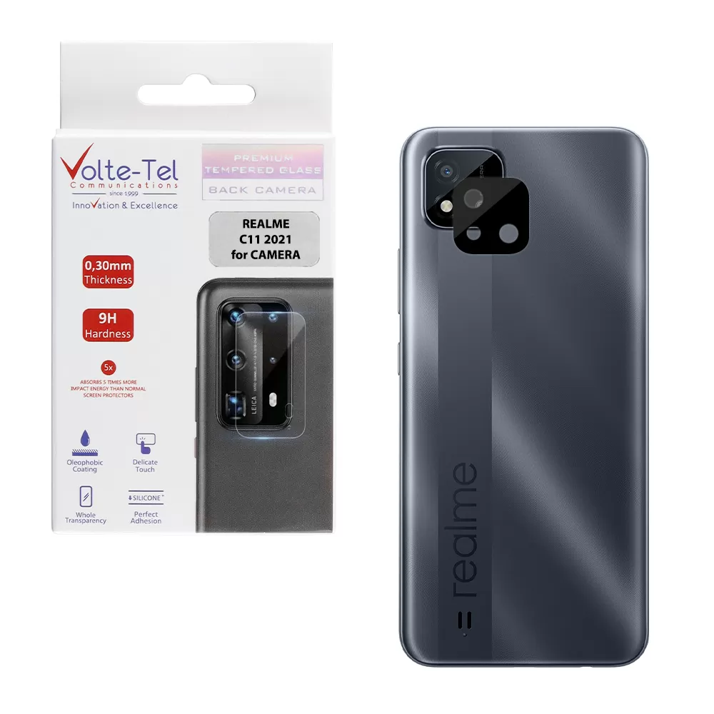 VOLTE-TEL CAMERA GLASS REALME C11 2021 6.52in 9H 0.25mm 3D CURVED BLACK