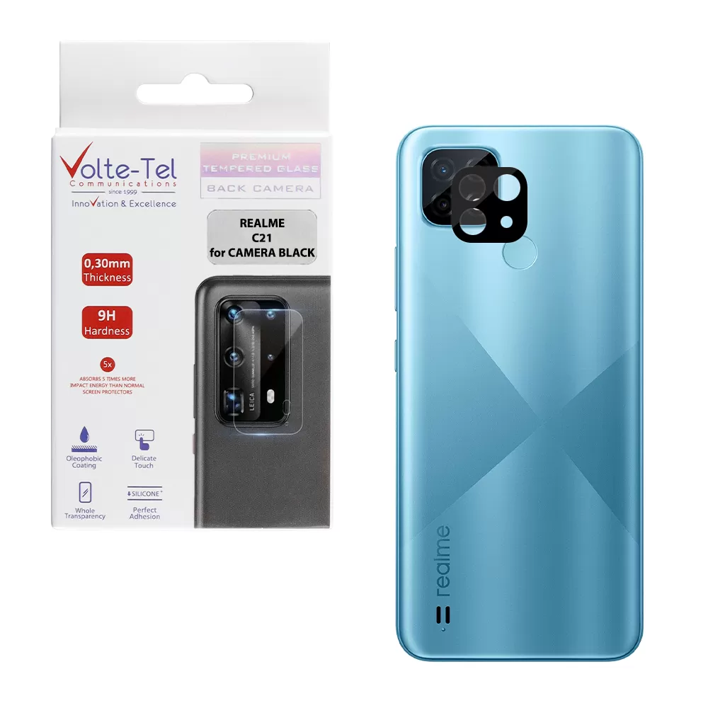 VOLTE-TEL CAMERA GLASS REALME C21 6.5in 9H 0.25mm 3D CURVED BLACK