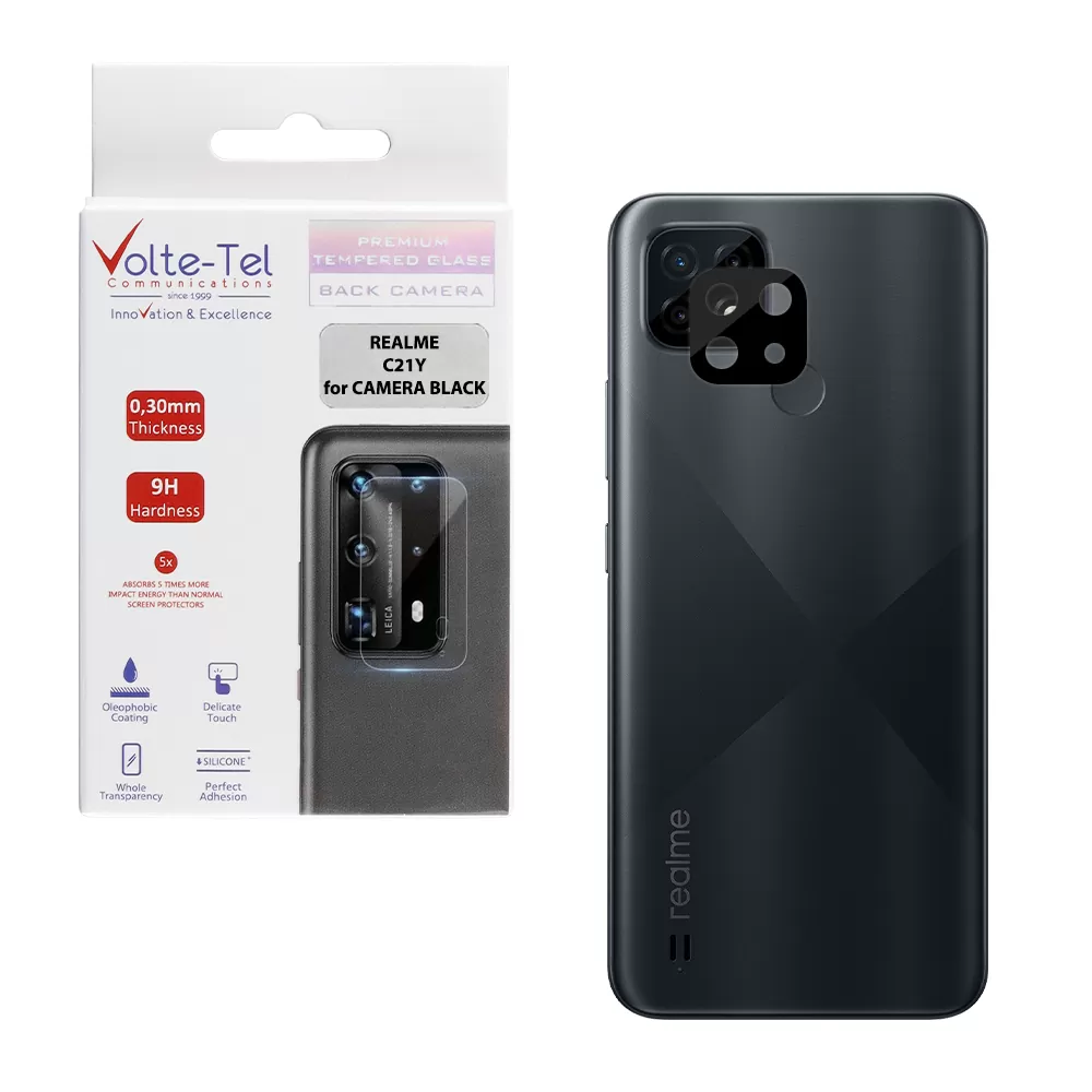 VOLTE-TEL CAMERA GLASS REALME C21Y 6.5in 9H 0.25mm 3D CURVED BLACK