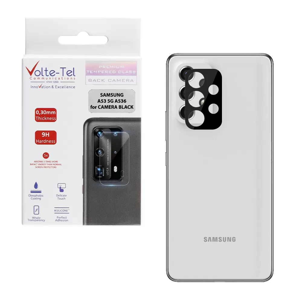 VOLTE-TEL CAMERA GLASS SAMSUNG A53 5G A536 6.5in 9H 0.25mm 3D CURVED BLACK