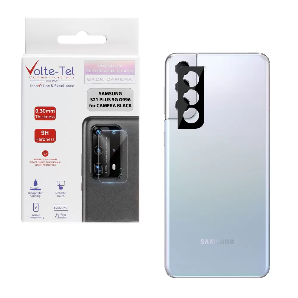 VOLTE-TEL CAMERA GLASS SAMSUNG S21 PLUS 5G G996 6.7in 9H 0.25mm 3D CURVED BLACK