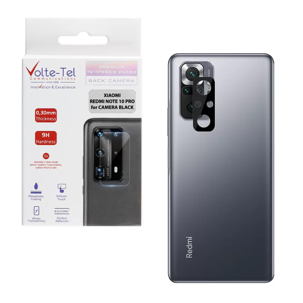 VOLTE-TEL CAMERA GLASS XIAOMI REDMI NOTE 10 PRO 6.67in 9H 0.25mm 3D CURVED BLACK