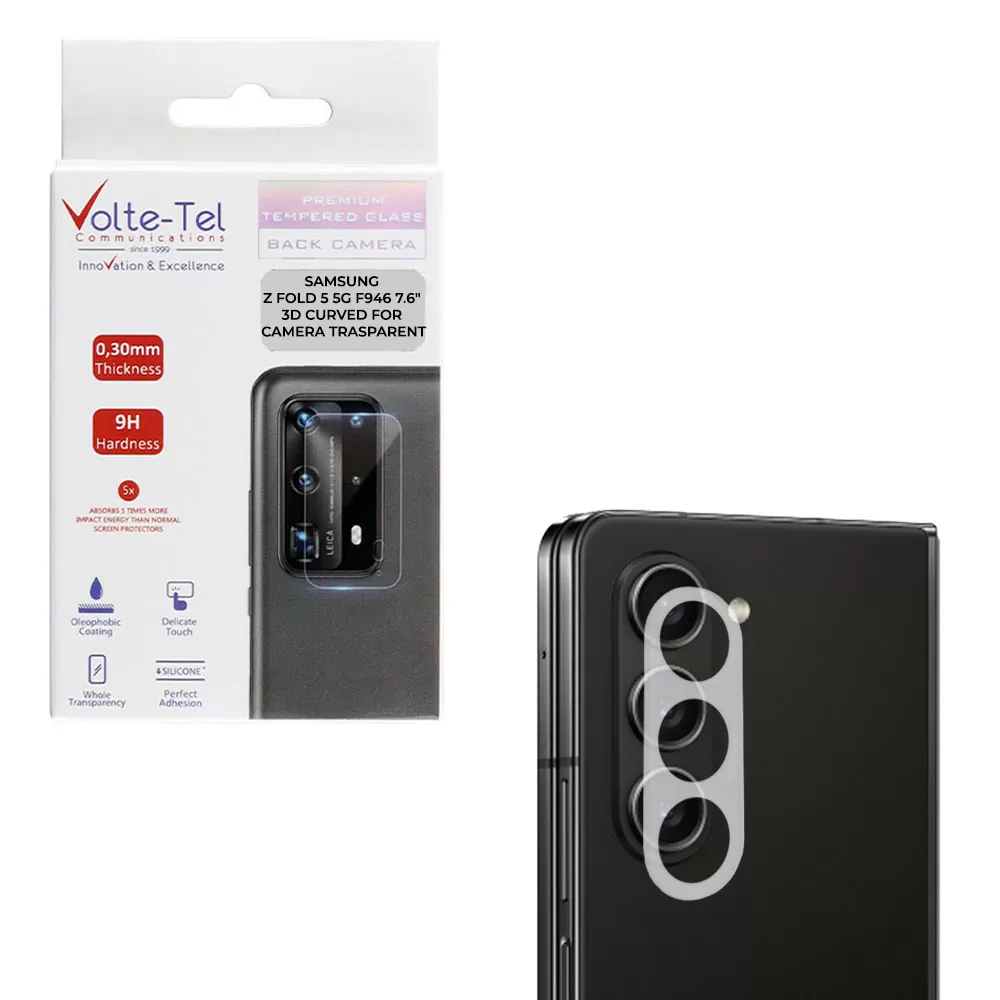 VOLTE-TEL CAMERA GLASS SAMSUNG Z FOLD 5 5G F946 7.6in 9H 0.25mm 3D CURVED TRANSPARENT