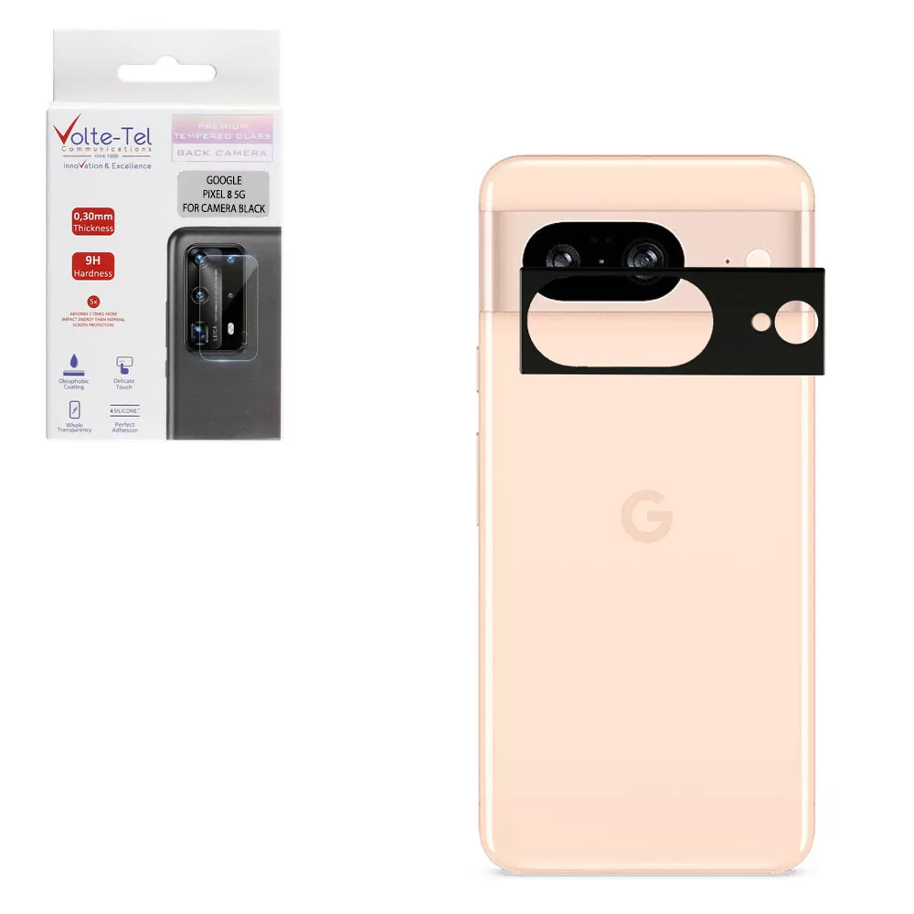 VOLTE-TEL CAMERA GLASS GOOGLE PIXEL 8 5G 6.2in 9H 0.25mm 3D CURVED BLACK