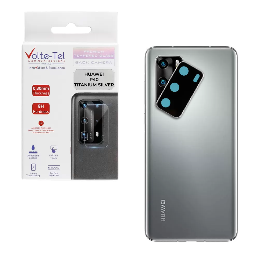 VOLTE-TEL CAMERA GLASS COVER HUAWEI P40 6.1in 9H 0.30MM TITANIUM WITH FRAME SILVER