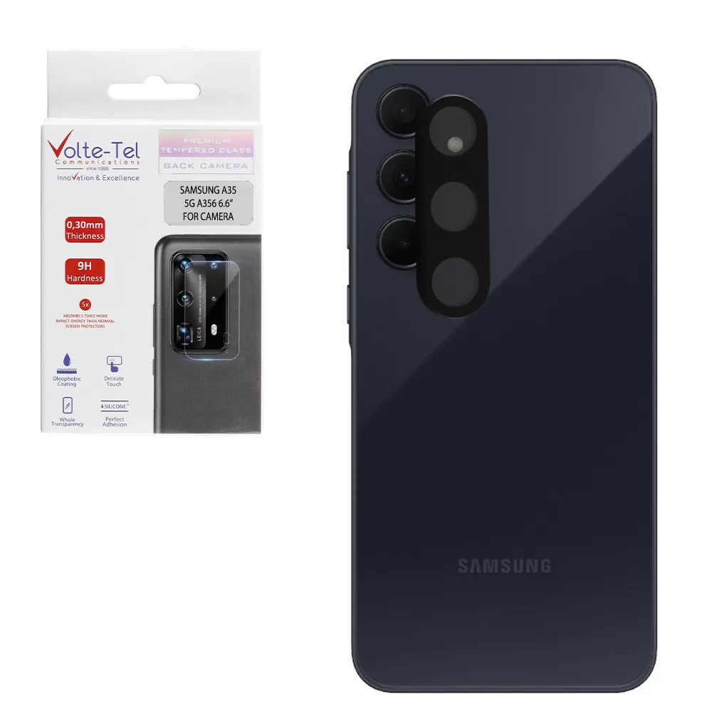 VOLTE-TEL CAMERA GLASS SAMSUNG A35 5G A356 6.6in 9H 0.25mm 3D CURVED BLACK