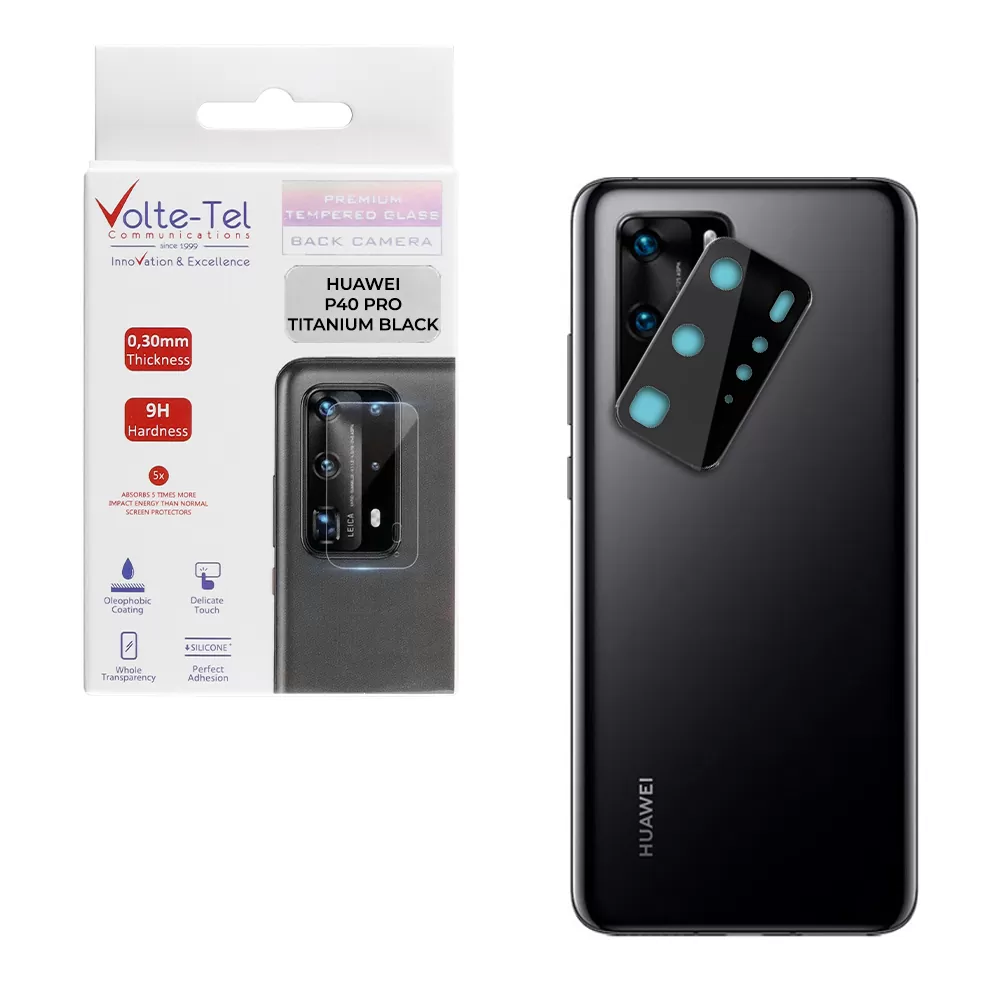 VOLTE-TEL CAMERA GLASS COVER HUAWEI P40 PRO 6.58in 9H 0.30MM TITANIUM WITH FRAME BLACK