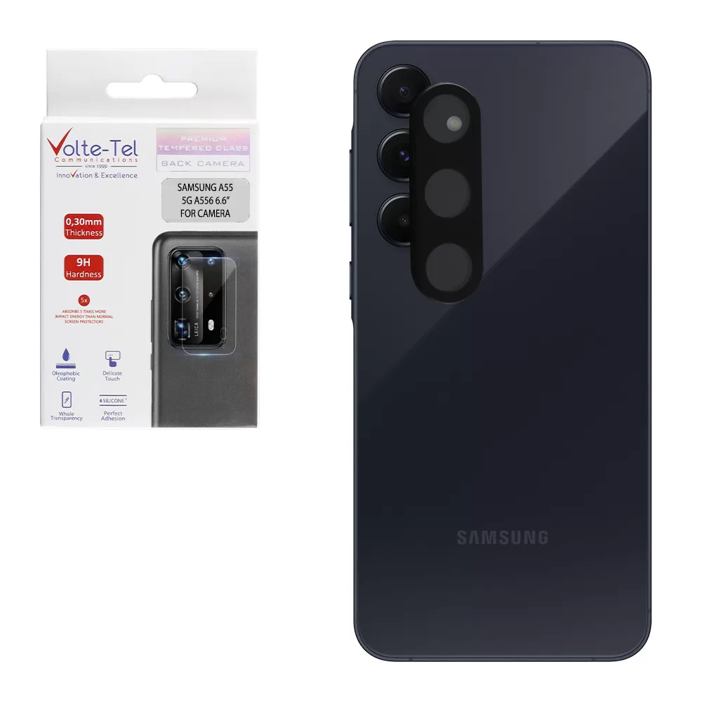 VOLTE-TEL CAMERA GLASS SAMSUNG A55 5G A556 6.6in 9H 0.25mm 3D CURVED BLACK