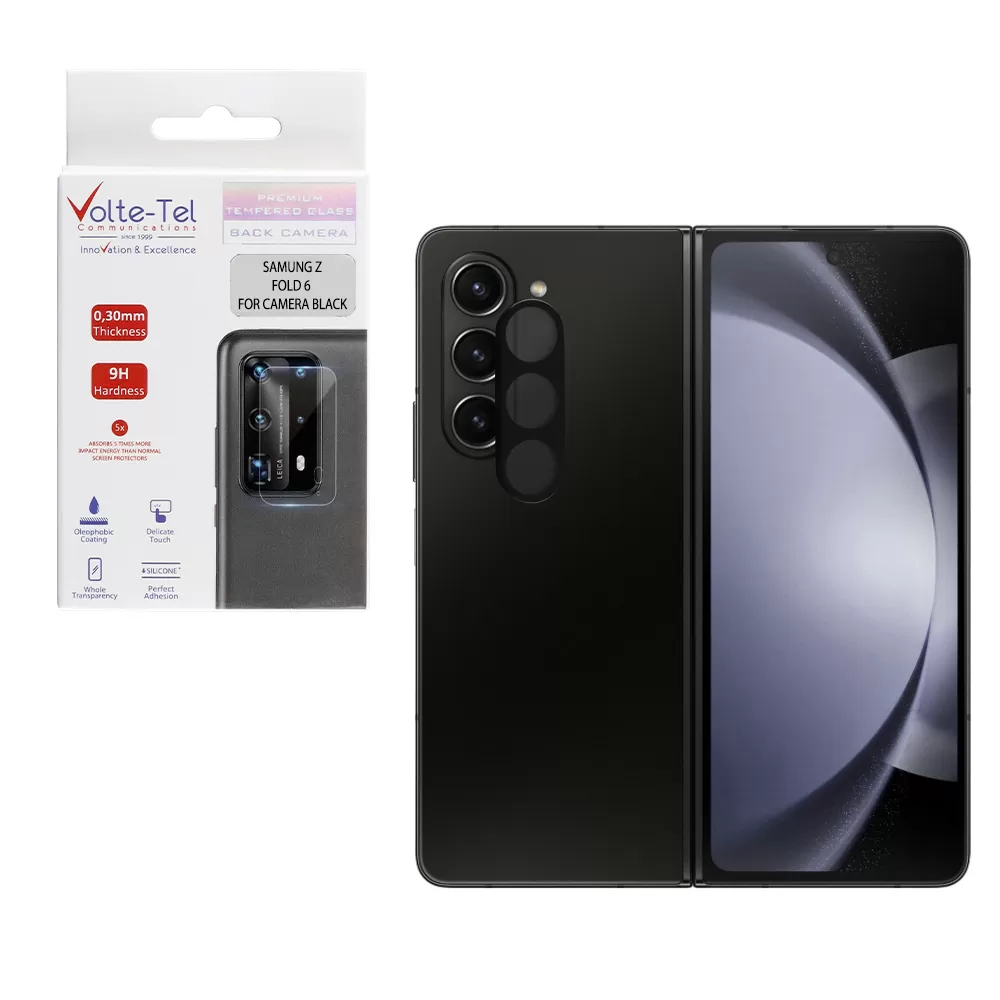 VOLTE-TEL CAMERA GLASS SAMSUNG Z FOLD 6 5G F956 7.6in 9H 0.25mm 3D CURVED BLACK