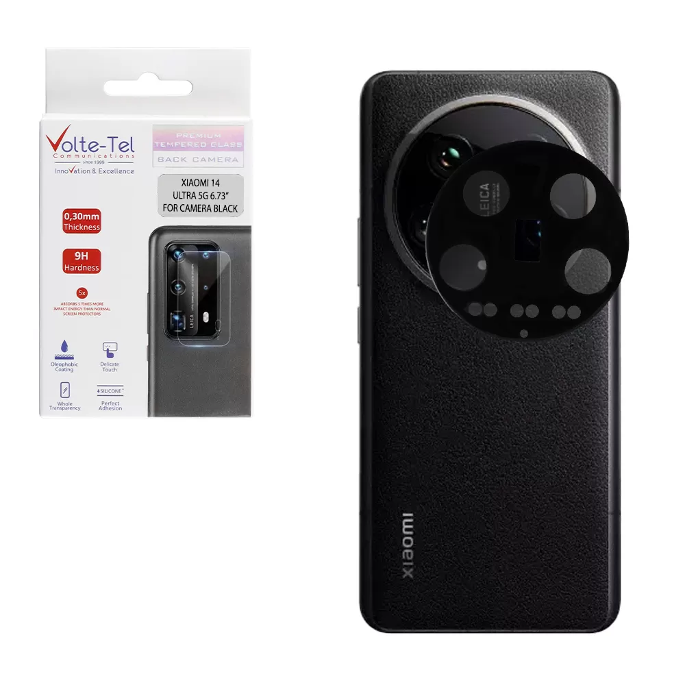 VOLTE-TEL CAMERA GLASS XIAOMI 14 ULTRA 5G 6.73in 9H 0.25mm 3D CURVED BLACK