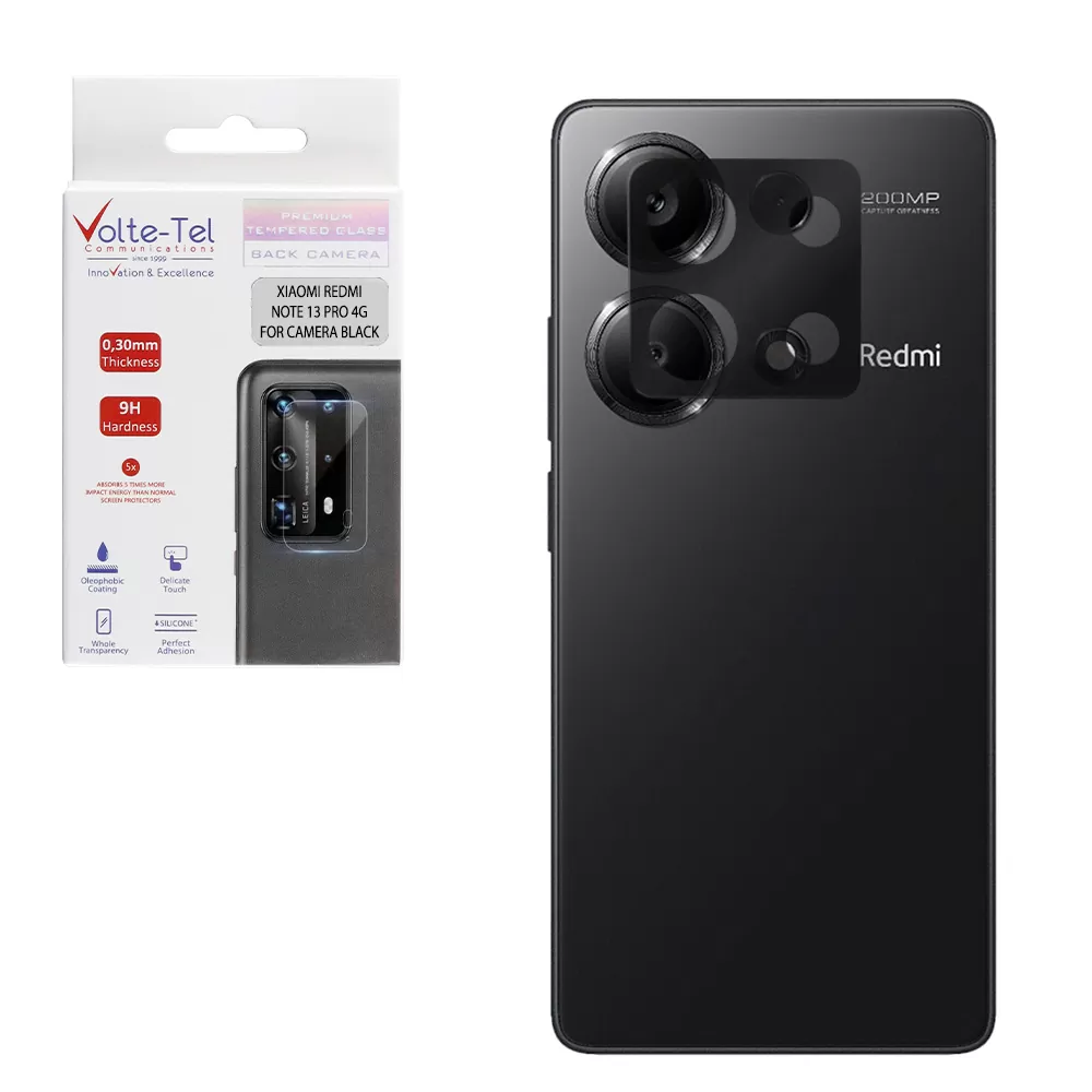 VOLTE-TEL CAMERA GLASS XIAOMI REDMI NOTE 13 PRO 4G 6.67in 9H 0.25mm 3D CURVED BLACK